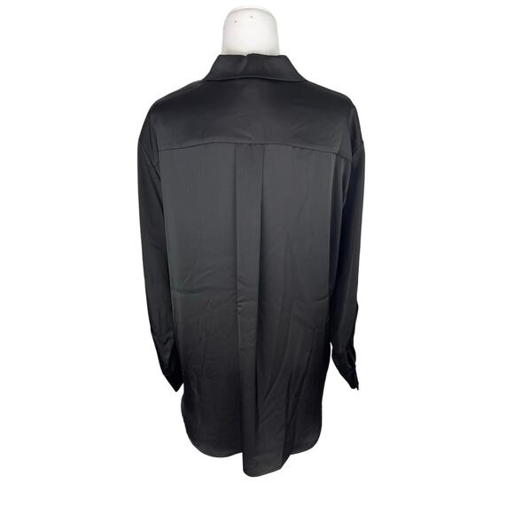 And Now This Button Down Black Satin Long Sleeve Top NWT - Picture 4 of 8